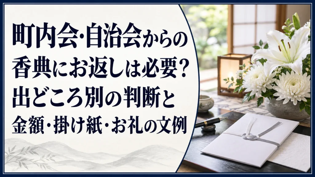 町内会・自治会からの香典にお返しは必要？出どころ別の判断と金額・掛け紙・お礼の文例